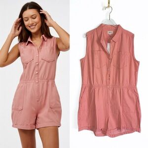 Pact NWT Organic Cotton Romper Pink Sand Coral Womens size L